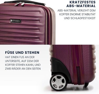 WITTCHEN Skyspeed Line: Великий валіза на колесах з ABS, для подорожей, з комбінаційним замком та телескопічною ручкою, 4 колеса, підходить для Lufthansa/Eurowings/Ryanair/Condor, колір каштанового дерева
