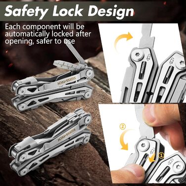 Мультитул Swiss+Tech 16 в 1: мультифункціональний інструмент з нержавіючої сталі з ножем, відкривачкою та кліпсою для ременя. Ідеально для кемпінгу та ремонту. З чохлом (Срібний)