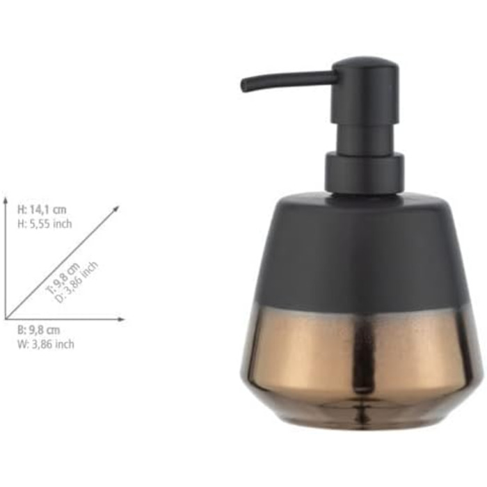 Дозатор для мила WENKO Brandol, керамічний, 450 мл, чорний/мідний