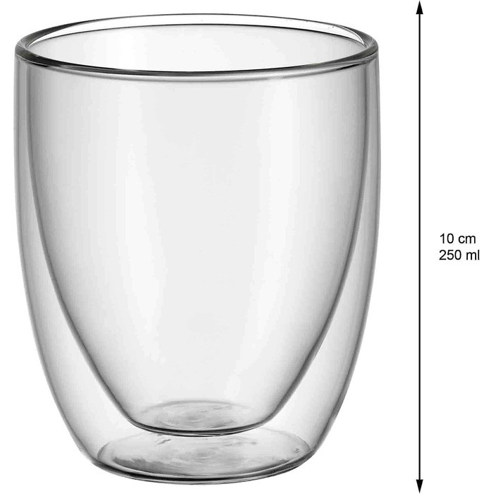 WMF Double-Walled Cappuccino Glasses Set, 2-Piece, Double-Walled Glasses 250ml, Floating Effect, Thermal Glasses, Heat-Resistant Tea Glass, Coffee Glass