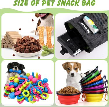 Ланжуе Лекерлібеутель: Сумка для ласощів для маленьких собак, чорна, з кліпсою для ременя, 600D Oxford, 2 шт.