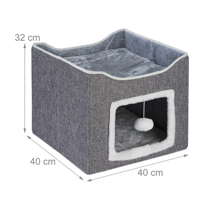 Relaxdays Foldable Cat Cave in Grey