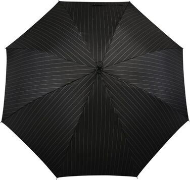 iX-brella Folding Umbrella, Height Adjustable with Wooden Handle - Black Pinstripe