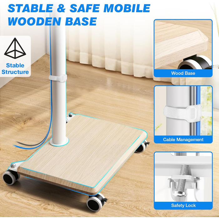 Підставка для телевізора мобільна на коліщатках з поличкою, 27-60 дюймів, до 40 кг, VESA 400x400, бежевий