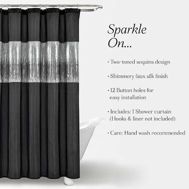 Шторка для душу Lush Decor Night Sky, 183 x 183 см, сірий та білий колір