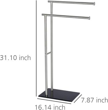 Підставка для рушників WENKO Lima, підлого типу, з полицями, з нержавіючої сталі, 41 x 79 x 20 см, срібно-чорний матовий