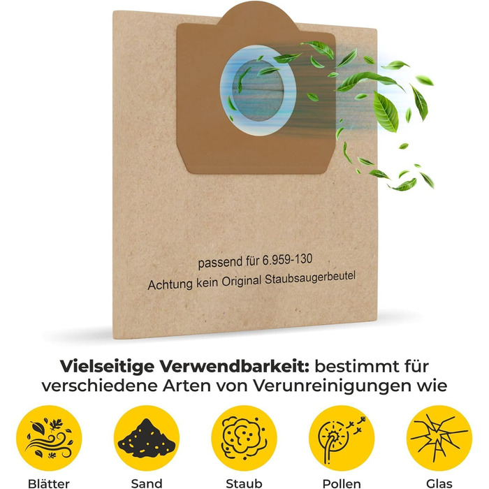 Фільтр для пилососа Kärcher (12 мішків + 1 фільтр) - сумісний з WD3, WD2, WD 3, WD1, MV3, MV2, NT, KNT, K A SE, VC. Замінник 6.414-552.0, 6.414-772.0, 6.414-547.0. Для алергіків