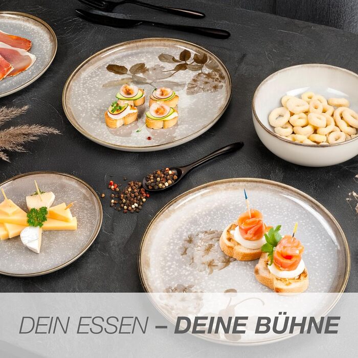 Набір посуду Moritz & Moritz BLOSSOM для 6 осіб (24 шт.) - Сучасний сервіз з іграшковим дизайном, легко миється. Включає тарілки, чашки, миски та сервіровочні тарілки (2 шт.)