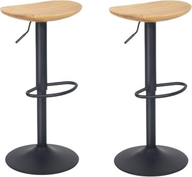 Kidol Adjustable Height Bar Stools 2-Pack - 360° Swivel, Round Wooden Seat, Metal Frame, for Kitchen/Bar/Living Room (Brown)