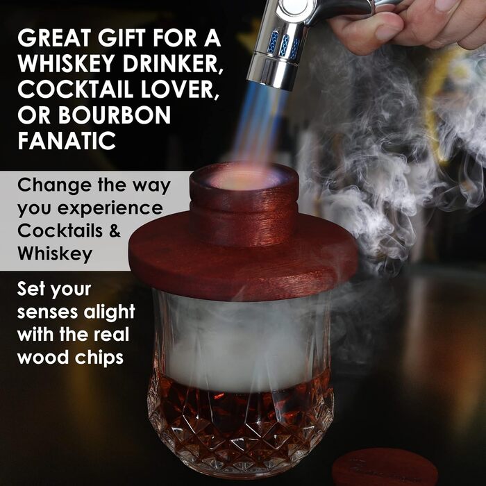 Набір для копчення віскі та коктейлів Smokeologist: 8 натуральних ароматизаторів, преміум-запальничка, подарункова коробка