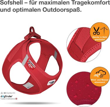 Шлейка для собак Curli Clasp Softshell, червона, розмір M