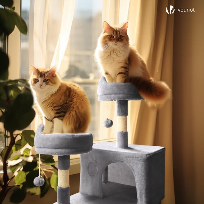 Котячий будиночок Vounot Kratzbaum Kein: стійкий котячий будиночок з платформами, 88 см (сірий, XXL)