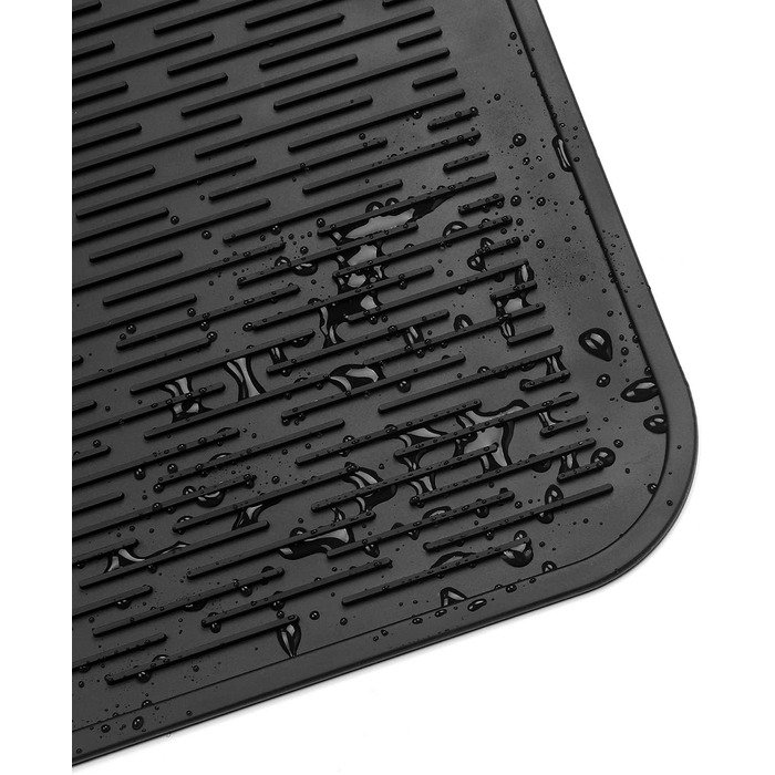 Силиконова килимок для сушіння посуду - килимок для посуду, BPA-free, стійкий до високих температур, неслизький, з щіткою (Чорний, 60 x 40 см)