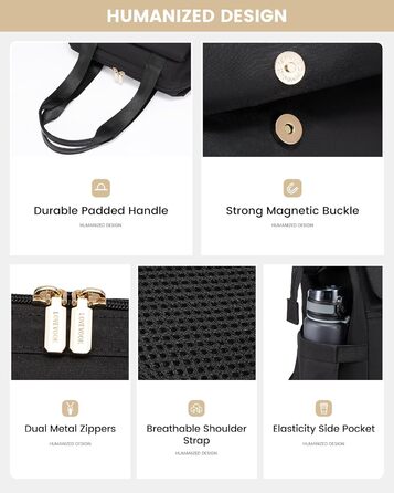 LOVEVOOK Рюкзак для підлітка, жіночий рюкзак з відділенням для ноутбука 15.6 дюймів, шкільний рюкзак, сумка для навчання, ділова сумка, рюкзак для міста, чорний