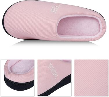 Теплі домашні тапочки Tofern для жінок та чоловіків. М'які, легкі, з піною Memory, бавовна, смугасті, неслизькі, комфортні, для осені та зими, 42/43 EU, рожеві