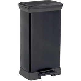 Сміттєвий відро Curver Deco Bin 50Л для кухні з педаллю, системою Soft-Close та герметичною кришкою, чорний металік