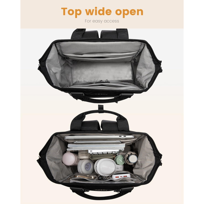 LOVEVOOK Рюкзак для жінок, великий рюкзак для ноутбука, шкільний рюкзак для дівчаток та підлітків 17 дюймів з кишенею для кабелю, водонепроникний туристичний рюкзак, шкільна сумка, рюкзак, елегантний для університету, роботи, бізнесу, подорожей, чорний 17