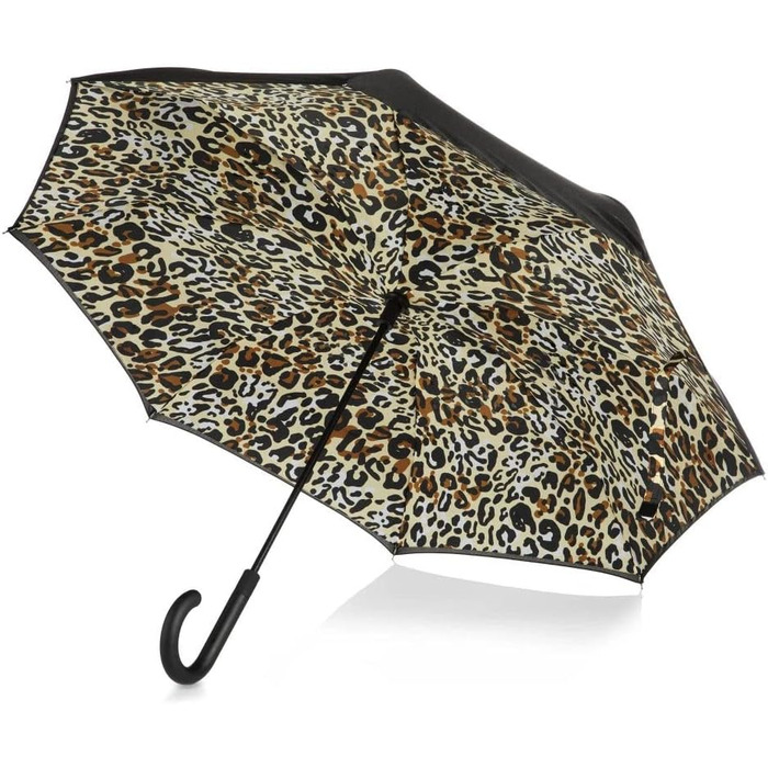 Складаний парасолька Inbrella Reverse-Close з малюнком леопарда (медовий)