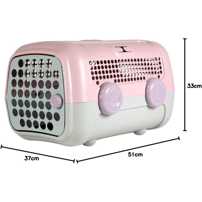Транспортна переноска для собак та котів United Pets A.U.T.O. Design, Італія, рожево-сіра, з гігієнічним килимком, 51x37x33 см