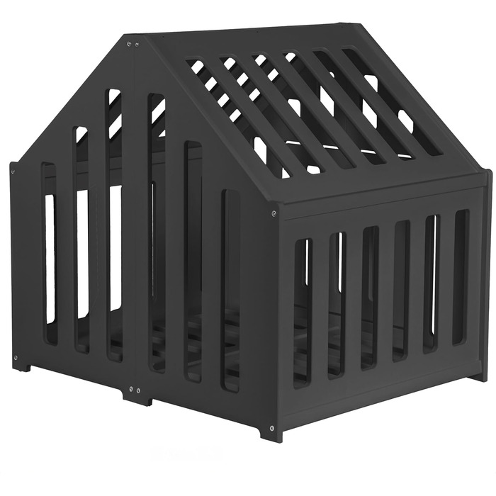 Будка для собак з дерева, закривається на замок, вольєр для собак, чорна, 85 x 70 x 80 см