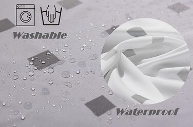 Штора для душу YOUNG DA текстильна біло-сіра з малюнком 