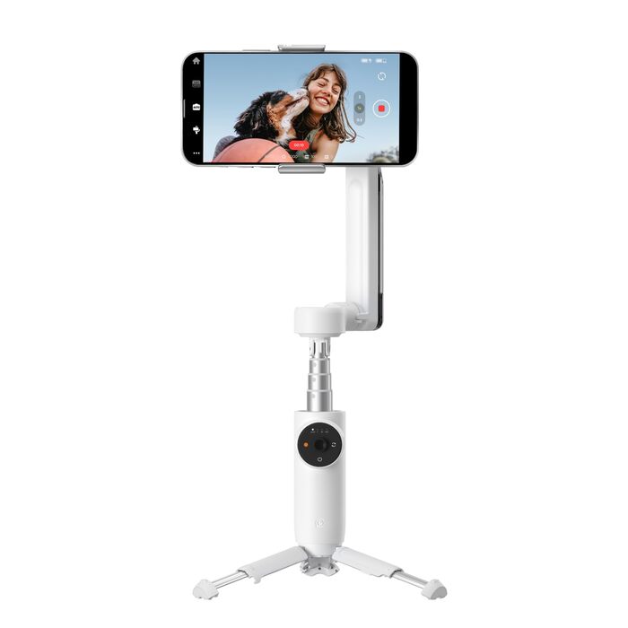 Insta360 Flow - Gimbal для смартфона з автотрекінгом, 3-осьова стабілізація, вбудований селфі-стік та штатив, білий