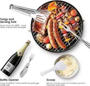 Набір посуду для кемпінгу на 10 осіб з нержавіючої сталі, легкий, з сумкою для зберігання. Ідеально для відпочинку на природі, пікніків, подорожей та кемпінгу.