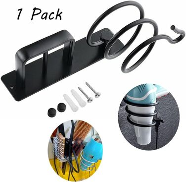 Sctmda Hair Dryer Holder No Drilling Hair Dryer Holder Black Straightener Holder Hair Dryer Holder Aluminum Hair Dryer Holder for Bathroom Hair Dryer Holder Wall Mount Multifunctional Bathroom Organizer