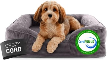 Ортопедичне ліжко для собак Lumaland з корду | зручне собаче ліжко-софа 70x60 см - для маленьких собак | неслизьке дно | знімний, пральний чохол | ліжко-кошик з Memory Foam