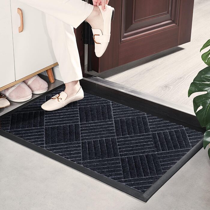 Гумовий килимок Purejoy 60x90 см для дому та вулиці. Нековзкий, миючий, для входу, сірий.