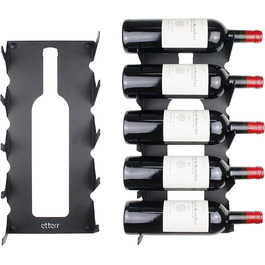 Steel wine rack for all types of wines, with wall mount and decorative trim. (2 x Black)