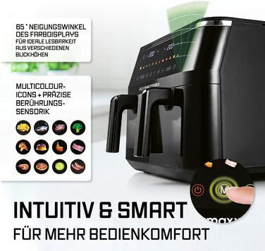 Фритюрниця готує без олії GOURMETmaxx 9л (2x4,5л) з цифровим дисплеєм, таймером та захистом від перегріву, чорна