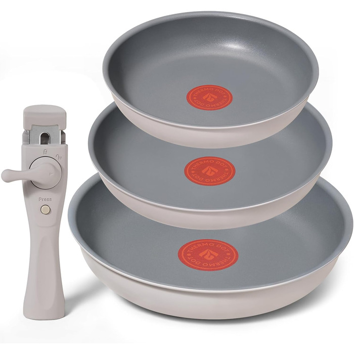 Набір сковорідок Induktion 4 шт. з термоіндикатором, антипригарне покриття, сумісний з усіма плитами, для кухні та кемпінгу