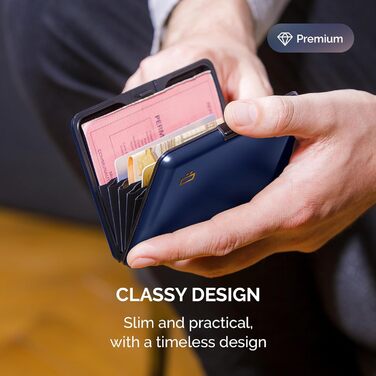 Гаманець ÖGON DESIGNS Smart Case Big Stockholm з алюмінію, велика місткість, RFID захист, Navy Blue
