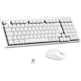 Механічна клавіатура та миша Leadsail FA98 бездротові, QWERTZ, 98 клавіш, низькопрофільний червоний перемикач, 1600 DPI, для Windows/MacOS/PC/Laptop (срібло)