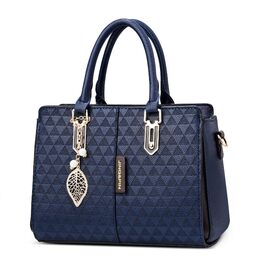 Стильна жіноча сумка-шопер Elegante з ручками та захистом від крадіжки, синя, PU шкіра, середнього розміру - для подорожей, роботи, вечірок