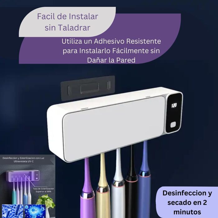 Super Toothbrush Holder, UV Toothbrush Sterilizer, Electric Toothbrush Holder, 2000 mAh, Timer Function