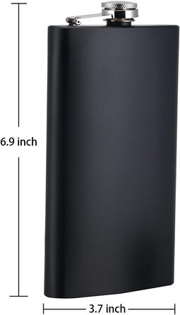 Фляга TANEAXON 12 oz (330 мл) з воронкою та коробкою, нержавіюча сталь, чорна, витокозахисна