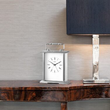 Acctim Gainsborough Mantel Clock, Metal, Silver, 14.5 x 12.3
