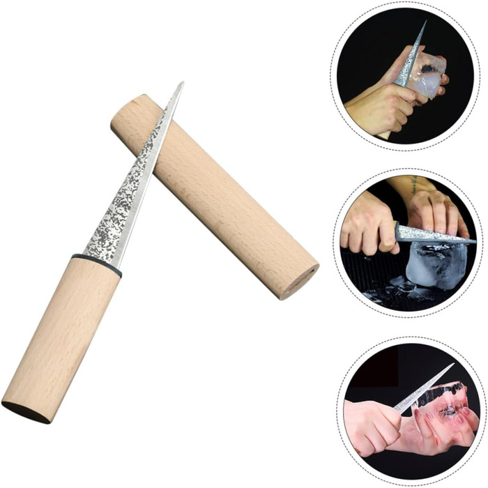 Amosfun Ice Skates Tea Cake Tool Ice Breaker Tool Bartender Ice Pick Tapered Ice Pick Ice Cubes Ice Molds Ice Picker with Handle Stainless Steel Khaki