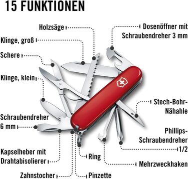 Мультитул Victorinox Fieldmaster: Швейцарський  ніж з 15 функціями, включаючи ніж, відкривачка для консервів та викрутка
