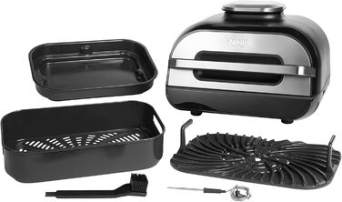 Ninja Foodi MAX Grill & Air Fryer, 5.7L Air Fryer with Digital Temperature Probe, Dishwasher-Safe Parts, 6-in-1, Gray/Silver AG551EU MAX Grill & Air Fryer 5.7L Gray/Silver