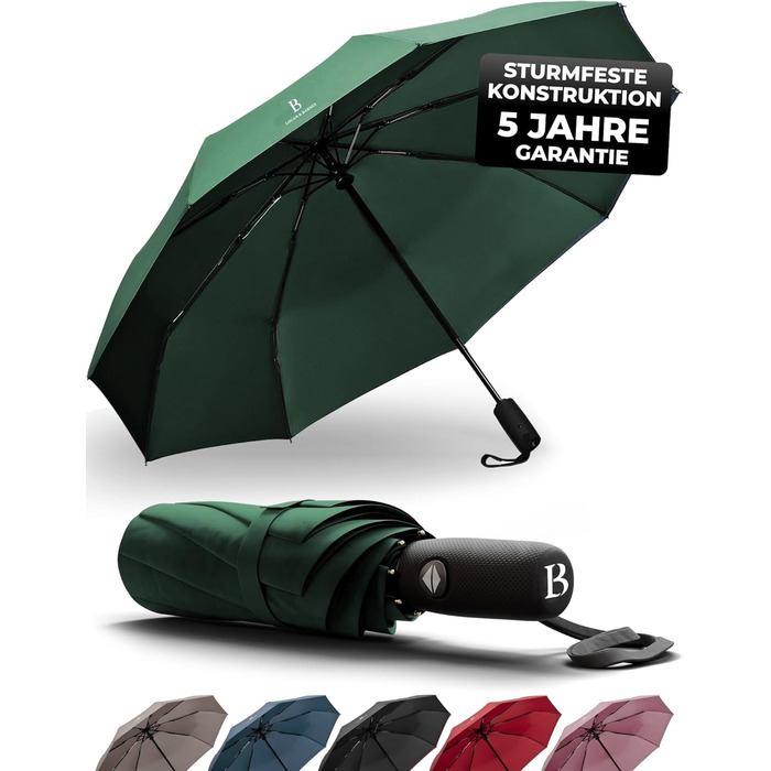 Чоловічий парасолька LOGAN & BARNES Boston: штормостійкий, з тефлоновим покриттям, темно-зелений