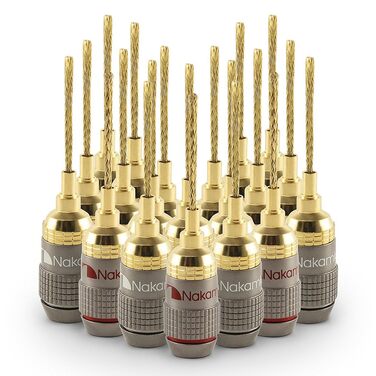 Nakamichi FanLock Excel Serie 24K позолочені бананові штекери 2 мм для акустичних кабелів 10-18 AWG, 4 мм, 16 шт (8 пар)