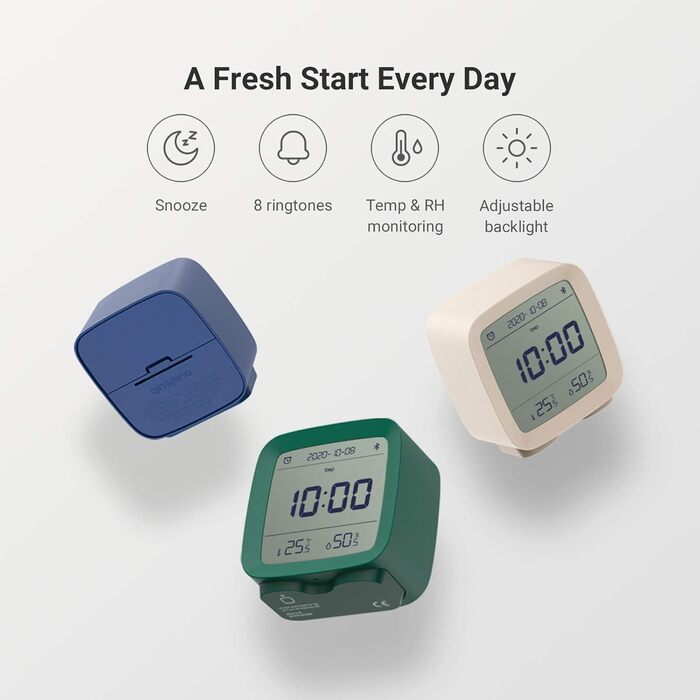 Qingping Bluetooth Alarm Clock, Works with Mi Home (All settings via App), Digital Smart Alarm Clock Battery Powered with Multiple Alarms