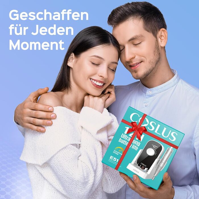 Електрична машинка для манікюру COSLUS 40000 об/хв: професійний набір для догляду за нігтями 6-в-1. Підходить для гелевих та акрилових нігтів, видалення гелю та педикюру. Компактна, тиха, біла.