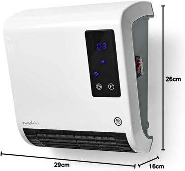 Електричний обігрівач для ванної кімнати Nedis HTBA10GY - 1200 Вт - регульований термостат - 2 режими нагріву - сірий