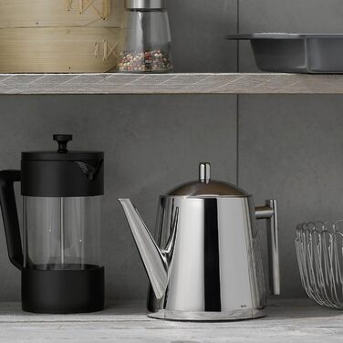Kela Teapot with infuser, stainless steel teapot 1.7 l ANCONA, teapot for loose leaf tea and tea bags, tea maker, silver