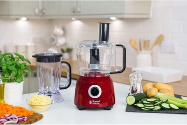 Russell Hobbs Food Processor Multi [Standmixer/Mixer/Chopper/Shredder/Grater/Whisk] Desire Red (Mixing, Chopping & Shredding etc., Dishwasher-safe accessories, 600W) 24730-56