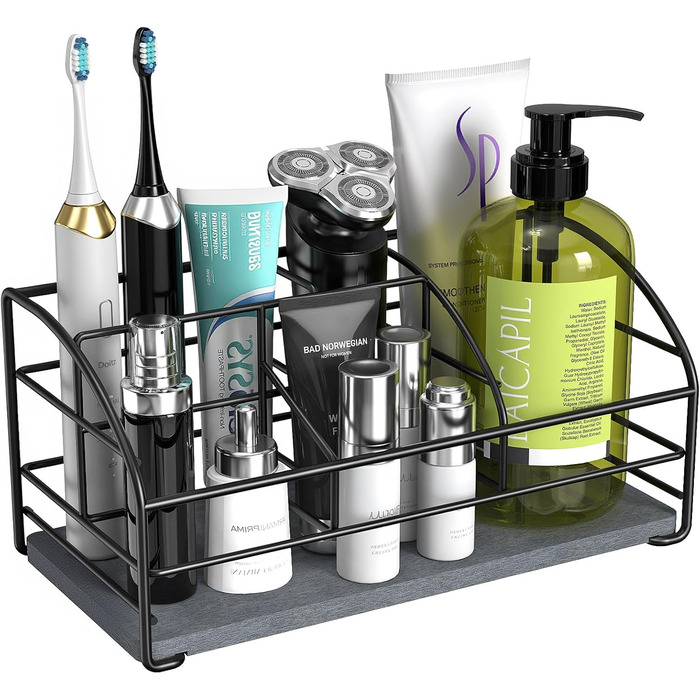 Тримач для зубних щіток Luxspire, електричний, з дренажними отворами, настінний, без свердління, для зубної пасти та насадок, 2 слоти (чорний)